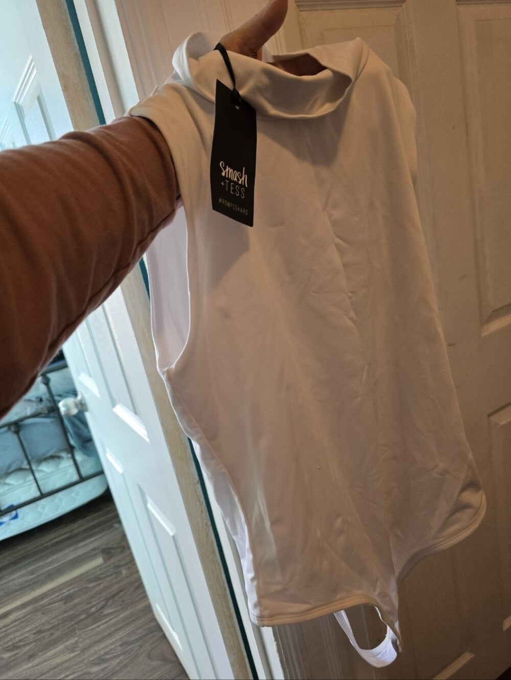 Smash + Tess White Sleeveless Mock Neck Bodysuit